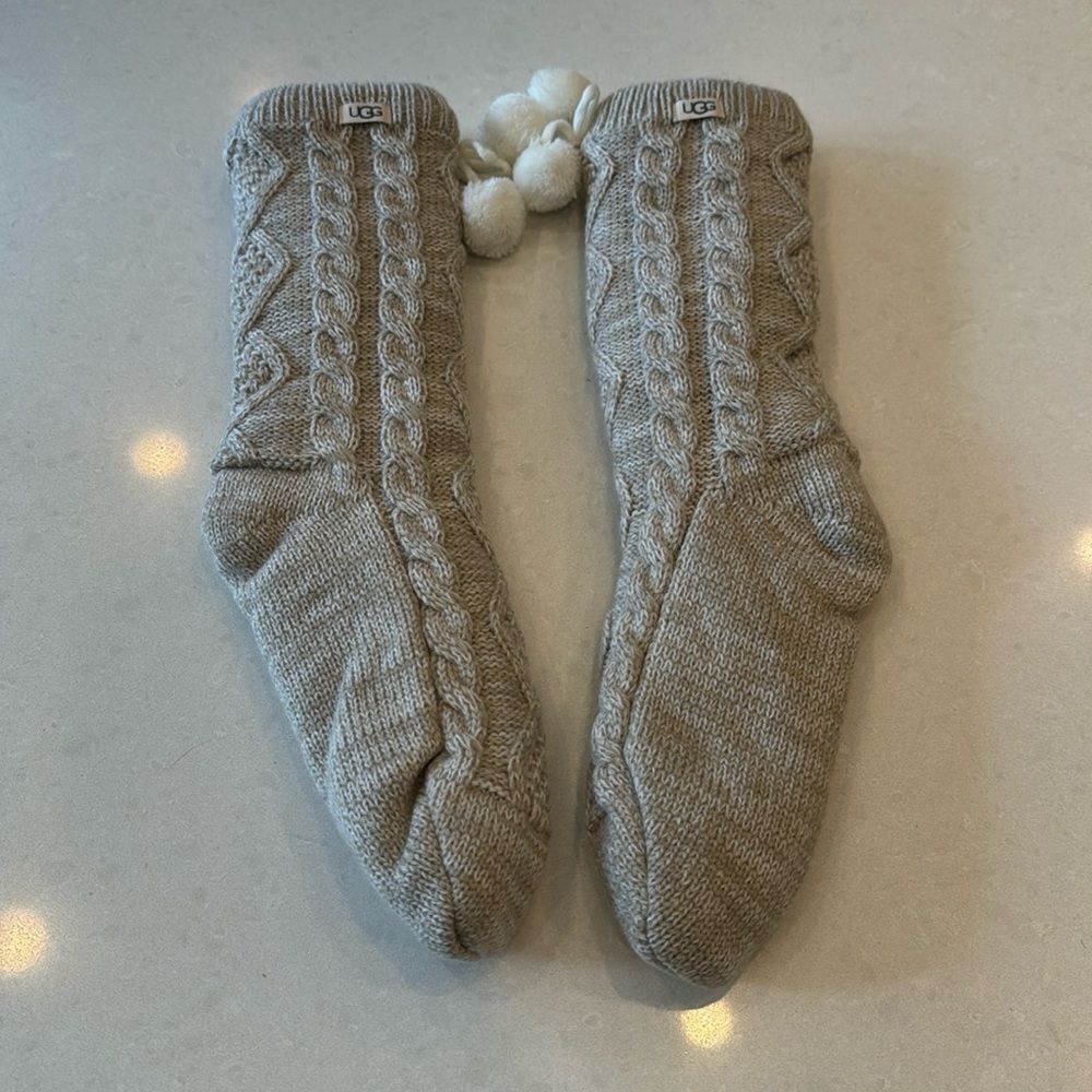 Ugg stocking new with out tag super fun for warmth, style, light brown, gift.